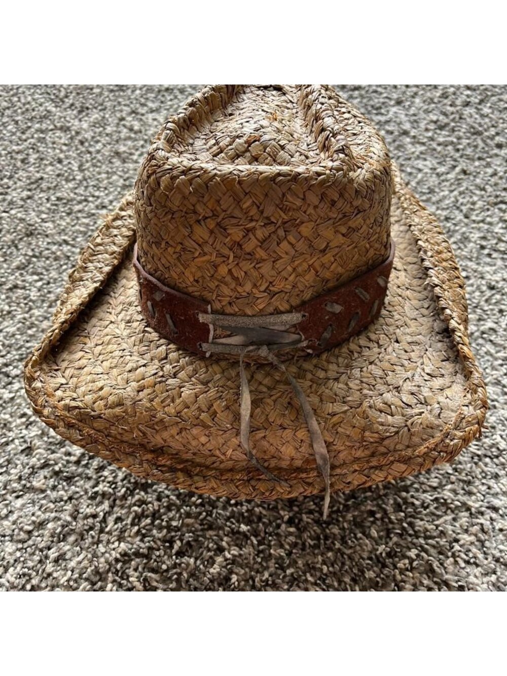 Bullhide Straw Women's Brown and Tan Cowgirl Hat Leather Flower Western Horse - Picture 4 of 7